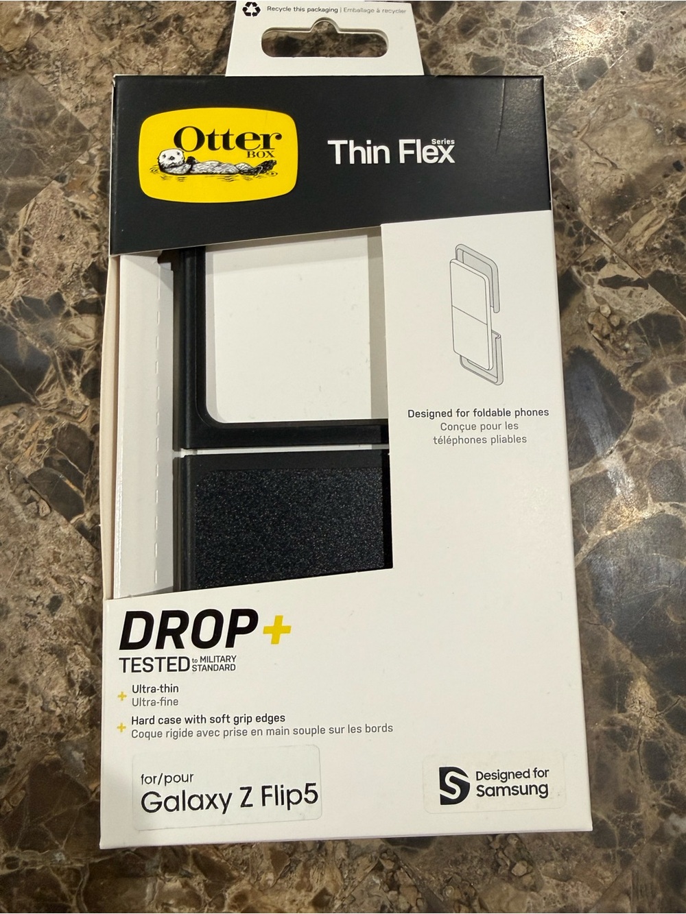 New OtterBox Thin Flex Series Drop+ Case for Galaxy Z Flip5 in Black